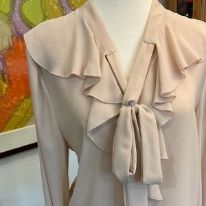 Ruffle trim Blouse with Tie